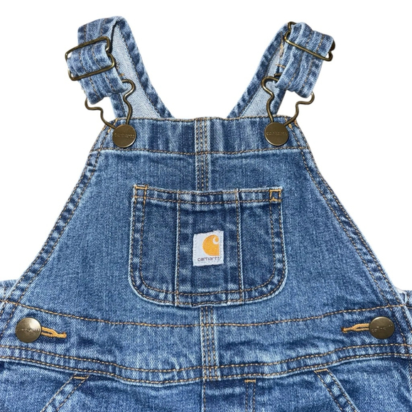 Boys Carhartt Denim Jean Overalls Size 2T barn country farmer - Picture 3 of 4